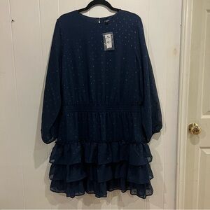 Express XL Navy Ruffle Mini Dress new with tags